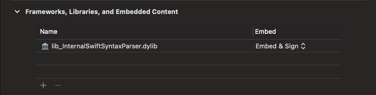 Embedding dynamic library directly into Xcode