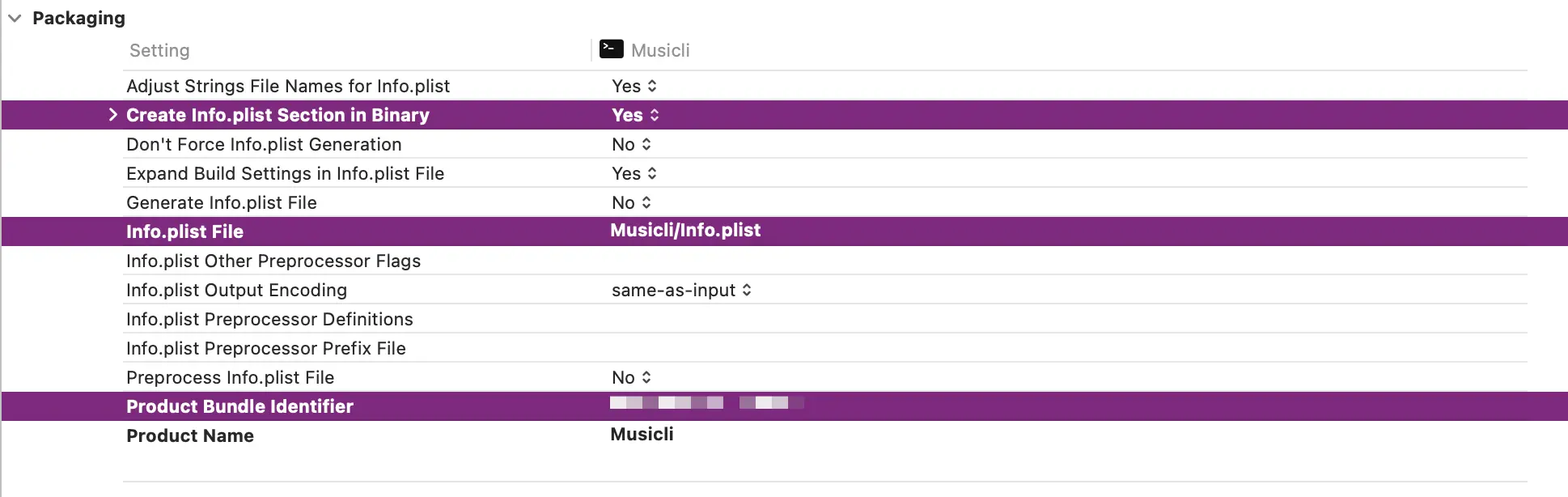 An image showing the build settings in Xcode