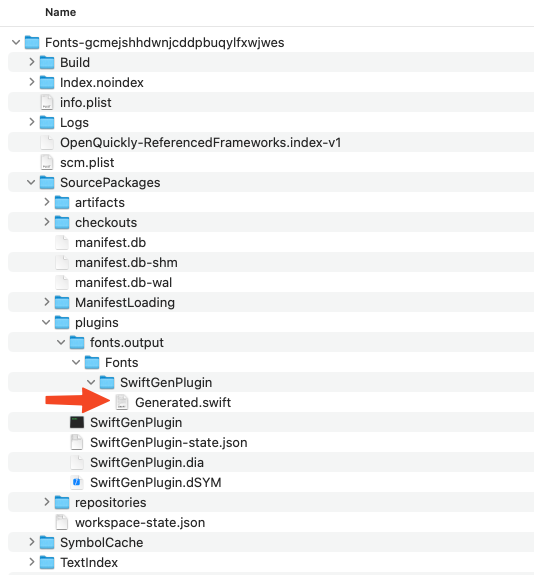 Location of generated plugin code in Derived Data