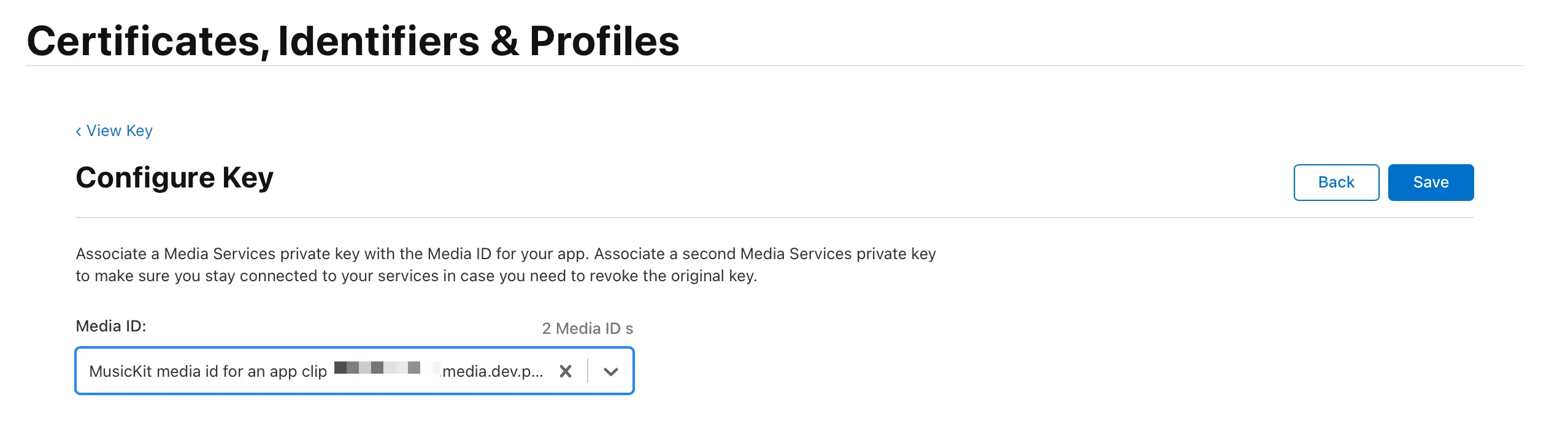 Configure the media services option by assigning it to a media id